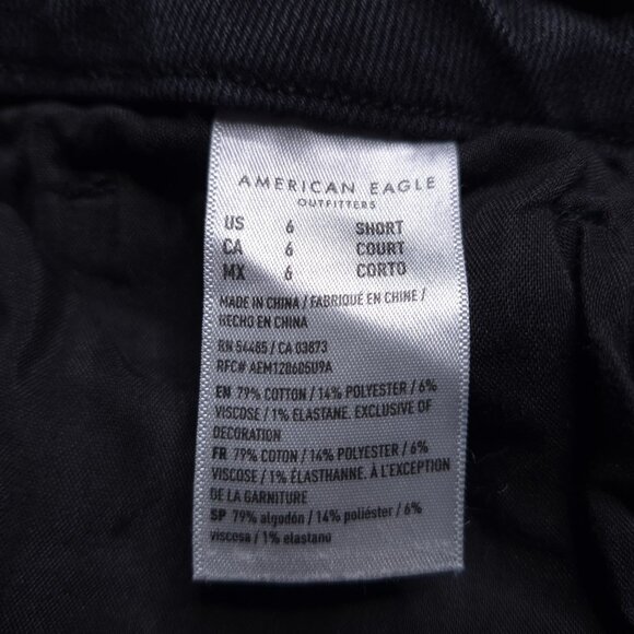 American Eagle Curvy Mom Jeans 6 Short High Rise Faded Black Stretch - Picture 9 of 9